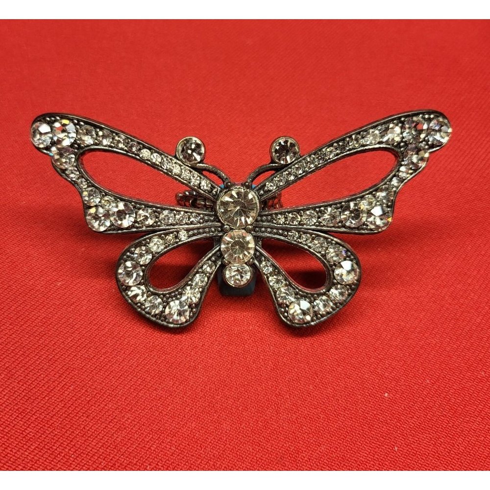 Large Crystal Butterfly Stretch Ring - Picture 3 of 12